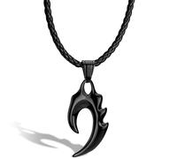 SERASAR Catena in pelle da uomo Collana con ciondolo - 50cm Nera portagioie per Vera Regalo fascia gioielli