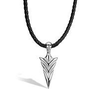 SERASAR Catena in pelle da uomo Collana con ciondolo - 60cm Argento a cordoncino portagioie per Vera Regalo