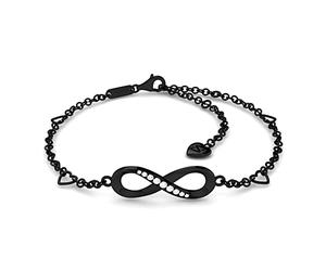 SERASAR Cavigliera Donna Argento Nera 316L Infinito Gioiello Elegante con Zirconi Regolabile Resistente all’Acqua Estate Mare Spiaggia Piede Ragazze Idee Regalo in Confezione