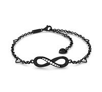 SERASAR Cavigliera Donna Argento Nera 925 Infinito Gioiello Elegante con Zirconi Regolabile Resistente all’Acqua Cavigliera Estate Mare Spiaggia Piede Ragazze Idee Regalo in Confezione Elegante