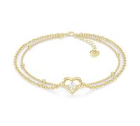 SERASAR Cavigliera Donna Oro Nera 925 Cuore Gioiello Elegante con Zirconi Regolabile Resistente all’Acqua Cavigliera Estate Mare Spiaggia Piede Ragazze Idee Regalo in Confezione Elegante