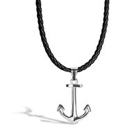 SERASAR Collana con catena in pelle da uomo Ciondolo - 50cm Argento vera portagioie Regalo per gioielli