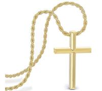 SERASAR Collana con croce da uomo pendente - 50cm Gioielli in oro Catena placcata Idea regalo per Compleanno Festa del papà Punk Rock San Valentino