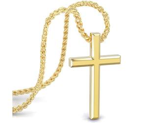 SERASAR Collana con croce da uomo pendente - 50cm Gioielli in oro Catena placcata Idea regalo per Compleanno Festa del papà Punk Rock San Valentino