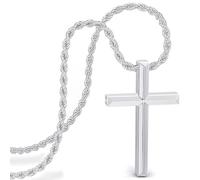 SERASAR Collana con croce Gioielli da uomo in acciaio inossidabile 60cm - argento sterling 925 Regalo di compleanno per
