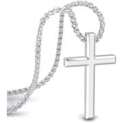 SERASAR Collana con croce Gioielli da uomo in acciaio inossidabile 60cm - argento sterling 925 Regalo di compleanno per
