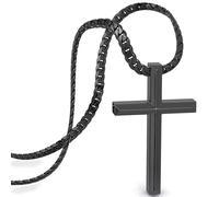 SERASAR Collana con Croce Nera Uomo Acciaio Inox 60cm Ciondolo Catena Cordolo Regalo Ragazzo Emo Gotico Portagioie Gioielli Comunione