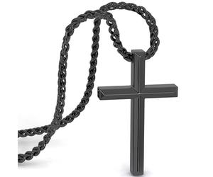 SERASAR Collana da Uomo in Acciaio Inossidabile con Ciondolo - Cordoncino Nero 50cm Regalo per Catena Gotica Portagioie Gioielli Comunione Maschile Argento