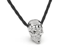 SERASAR Collana in Pelle da Uomo con Ciondolo a Forma di Testa Teschio - 60cm Catena Vichinga Argento Scatola per Gioielli Vera Regalo Uomini Vichinghi