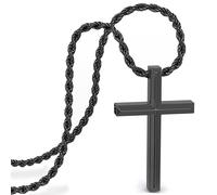 SERASAR Collar Cruz Hombre Negro 50cm Regalo Cumpleaños San Valentín Novio