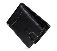 SERASAR da Uomo Portafoglio [Clever] Vera Pelle Nero/Bianco con Protezione RFID e Confezione Regalo Accessori Borsa Portafogli in Regali Ragazzo Grande