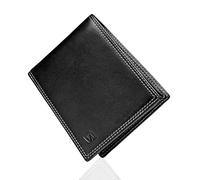 SERASAR | Portafoglio da Uomo [Space] in Vera Pelle Nero/Bianco con Protezione RFID e Scatola Regalo - Accessori per Borse - Grandi Regali