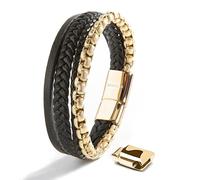 SERASAR Premium Bracciale in Pelle Uomo, Chiusura Magnetica | Cuoio di Vitello Autentico, Struttura Intrecciata Elegante, Finitura Metallica Lucida Antiruggine, Chiusura Magnetica Robusta