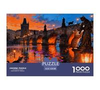 Serata romantica sul Ponte Carlo a Praga Puzzle in Legno Impermeabile DIY Puzzles Da 1000 Pezzi Per Adulti Sfidanti E Rompicapo Per Decorazioni Domestiche
