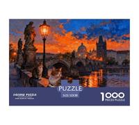 Serata romantica sul Ponte Carlo a Praga Puzzle in Legno Impermeabile DIY Puzzles Da 1000 Pezzi Per Adulti Impossibili Per Decorazioni Domestiche