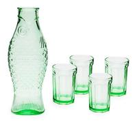 Serax Confezione regalo in vetro Fish & Fish con 1 caraffa verde e 4 bicchieri | design Paola Navone | vetro pressato | idea regalo originale per la casa