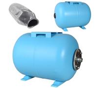 Serbatoio a Pressione 50L - per Impianti Idrici e Sistemi Autoclave - con Membrana EPDM - Vaso di Espansione - per Pompa Domestica Pompa per Pozzo - Attacco da 1" - Acciaio - Orizzontale 50 Litri