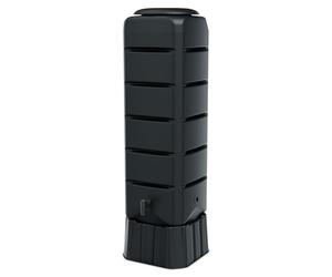 Serbatoio acqua piovana rettangolare antracite con rubinetto e cintura di sicurezza, 120 l, in plastica, grigio, 130 x 37 cm, con supporto, serbatoio dell'acqua e serbatoio dell'acqua da giardino