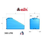SERBATOIO ACQUA SOTTOSCALA POLIETILENE BLU POTABILE Litri 500 Lt ELBI SSC