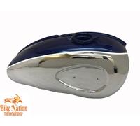 Serbatoio benzina BSA A65 2 GALLONI CHROME FUEL verniciato blu 1968-1969 US...