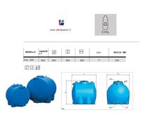 SERBATOIO CISTERNA ORIZZONTALE CHL 500 LITRI Acqua Potabile elbi