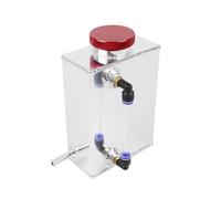 Serbatoio Coolant Overflow Recipiente di raccolta olio universale in alluminio da 600 ml, con tappo di scarico, serbatoio di troppo pieno quadrato(Red)