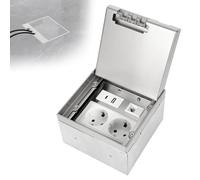 Serbatoio da pavimento, presa da incasso, in acciaio inox, impermeabile, con 2 AC+USB+tipo C+RJ45, presa a scomparsa per pavimento
