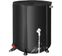 Serbatoio d'acqua portatile, raccolta dell'acqua piovana pieghevole con rete superiore, raccolta dell'acqua piovana pieghevole con supporto, rubinetto e copertura con cerniera, cisterne e barili(Black