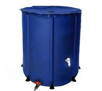 Serbatoio d'acqua portatile, raccolta dell'acqua piovana pieghevole con rete superiore, raccolta dell'acqua piovana pieghevole con supporto, rubinetto e copertura con cerniera, cisterne e barili(Blue,