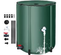 Serbatoio d'acqua portatile, raccolta dell'acqua piovana pieghevole con rete superiore, raccolta dell'acqua piovana pieghevole con supporto, rubinetto e copertura con cerniera, cisterne e barili(Green