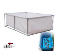 Serbatoio dell'acqua pieghevole resistente per l'allevamento ittico, piscina in PVC a prova di perdite con valvola di scarico, telaio in acciaio inossidabile per uso in giardino