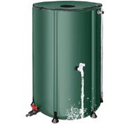 Serbatoio dell'acqua piovana pieghevole 380 litri - Serbatoio dell'acqua portatile con tubo di scarico, filtro, 2 rubinetti & troppopieno - Barile d'acqua pieghevole per raccolta acqua piovana, verde