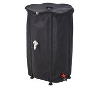 Serbatoio dell'acqua piovana pieghevole, grande, 250 l, con rubinetto, coperchio e connettore per tubo flessibile, per giardino ed esterni, nero, 250 litri