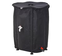 Serbatoio dell'acqua piovana pieghevole, grande, 500 l, con rubinetto, coperchio e connettore per tubo flessibile, per giardino ed esterni, nero, 500 litri