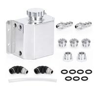 Serbatoio di Espansione Serbatoio di raccolta dell'olio per auto in alluminio da 1L 1000ML con tappo di scarico universale SERBATOIO ESPANSIONE RADIATORE(Silver)
