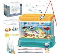 Serbatoio di pesce giocattolo 1 set simulazione pesca magnetica giocattolo serbatoio per bambini interattivo con audio e cavo leggero genitore-child 3 modalità abs falso acquario