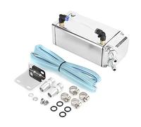 Serbatoio di raccolta dell’olio da in alluminio quadrato, vaschetta di sfiato per la raccolta dell’olio del motore, separatore d’olio leggero e anticorrosione con kit di (Argento)