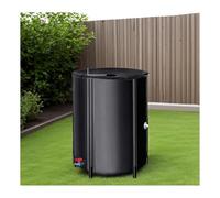 Serbatoio di raccolta dell'acqua piovana portatile, 160 l, struttura saldata ad alta resistenza, materiale resistente alle intemperie, ideale per giardino ed uso ecologico (nero)