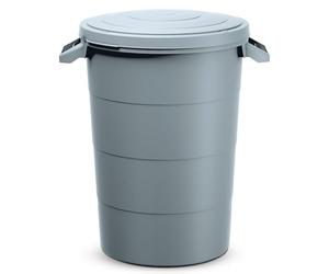 Serbatoio per acqua piovana 80 litri con coperchio - grigio - universale in plastica con manici - bidone per la pioggia - bidone multiuso da giardino