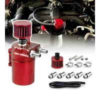 Serbatoio per Auto in Alluminio, Kit Universale Serbatoio del Serbatoio per Auto, 300ml Decanter Vapori Olio con Filtro a Cono, Tubo Flessibile e Altri Accessori (Rosso)