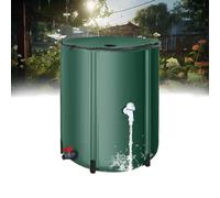 Serbatoio per la Raccolta dell'Acqua piovana Pieghevole con Supporto e Rubinetto, Colore Verde, capacità 225 Litri, Sistema di Raccolta dell'Acqua per Il Giardino, coperc