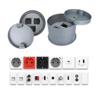Serbatoio rotondo senza bordi, in acciaio inox, con coperchio a scomparsa, per pavimenti cavi e massetti (presa con connettore USB-C)