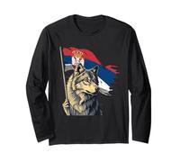 Serbia Lupo Bandiera Serba Radici Serbe Srbija Orgoglio serbo Maglia a Manica