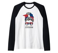 Serbian Girl Serbian Heritage Serbia Flag Maglia con Maniche Raglan