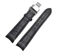 SERDAS Cinturini da guardia di fine curvo per uomini per BL9002-37 05A BT0001-12E 01A Brand Guarda la vera pelle con fibbia farfalla 20 21 22mm(BlackXsilver clasp,20mm)