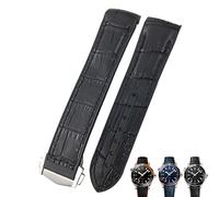SERDAS Cinturini per orologi in pelle di vacchetta da 20mm 22mm per Omega Seamaster 300 Speedmaster DE VILLE cinturino per orologio da uomo con fibbia a punto(Black black black,20mm)
