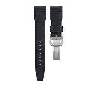 SERDAS Cinturino in pelle e tela di nylon da 20 mm, 21 mm, 22 mm, per cinturino IWC SPITFIRE MARK 18 Portugieser Portofino Pilot IW3777, Black SILVER buckle A, 20MM