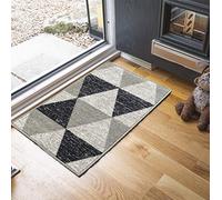 Serdim Rugs Gelback Tappeto Antiscivolo dal Design Geometrico per Cucina e corridoi Multiuso - tappetini, Triangolo Grigio, 40 x 60 cm(1'4" x1'12")