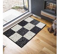 Serdim Rugs Gelback Tappeto Antiscivolo dal Design Geometrico per Cucina e corridoi Multiuso - tappetini, Nero-Quadrato, 67x120cm (2'2"x3'11")