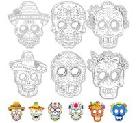 Sereliy Kit di 12 maschere fai da te per Halloween, colora le tue maschere da strega, zucca, fantasma, attività da colorare per feste di Halloween (carino.12)